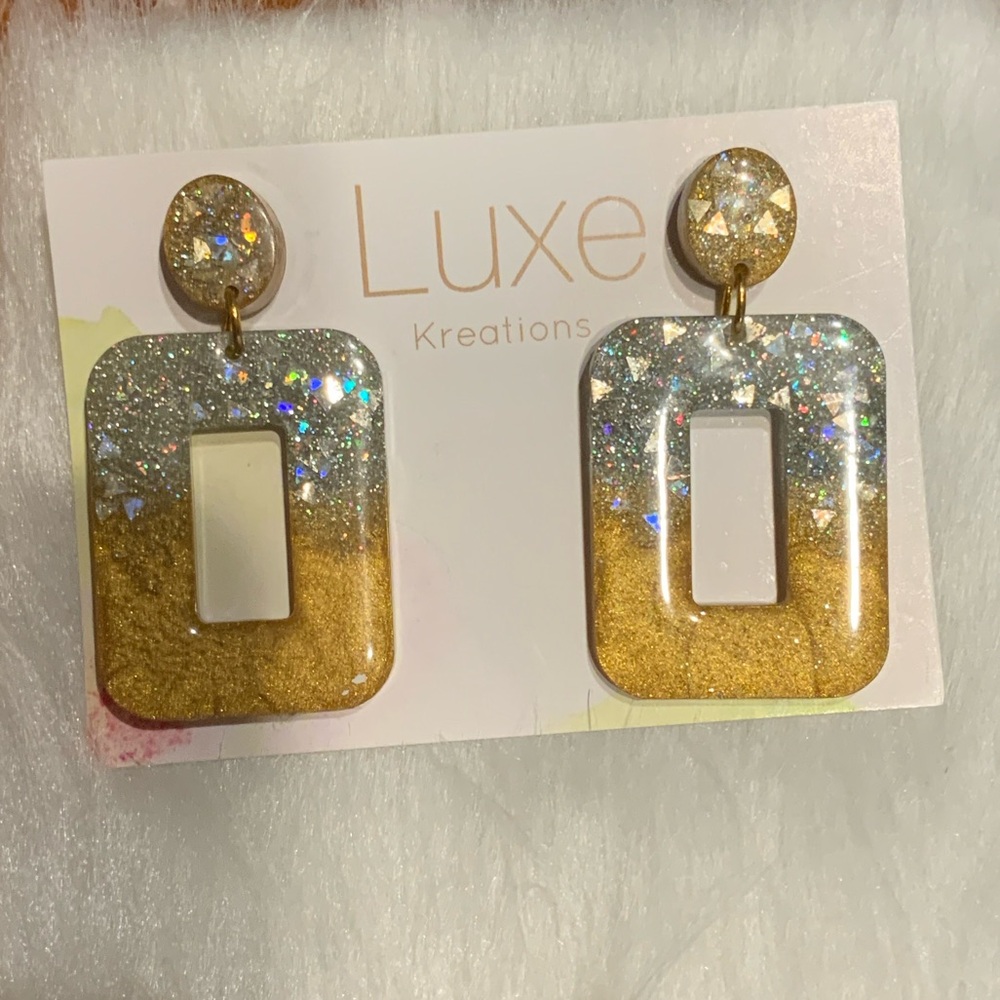 Luxe Kreations Gold and Silver Glitter Earrings
